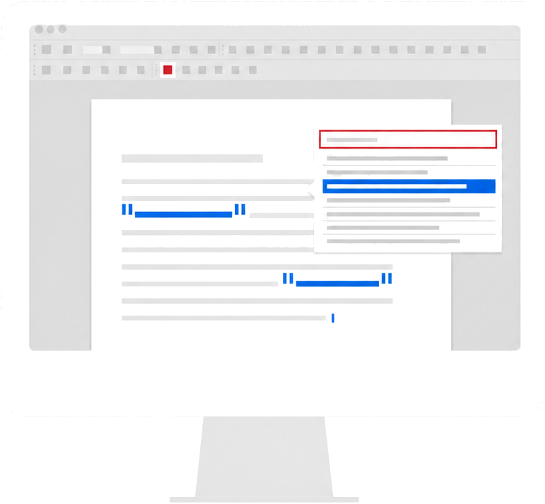 Desktop monitor showing a document with Zotero citations highlighted